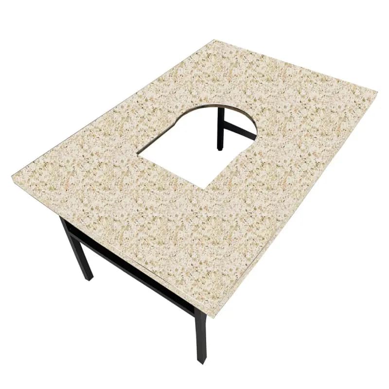 Custom quartz granite Korean BBQ table with grill cutout in Los Angeles