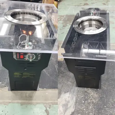 hilee marketing korean bbq table exhaust above downdraft ventilation systems with circular smoke extraction openings